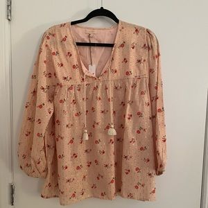 Long sleeve floral top with gold lurex